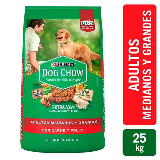 [12407087] Dog Chow Adulto Extra Life Med/Gr 25kg (55lb)